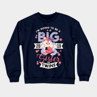 Going to be big sister of Twins Pregnancy Announcement Cute Twin Fox Babys Crewneck Sweatshirt